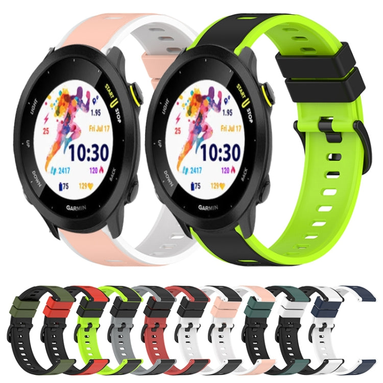 For Garmin Forerunner 55 20mm Two-Color Silicone Watch Band(White+Black) by bashfashion
