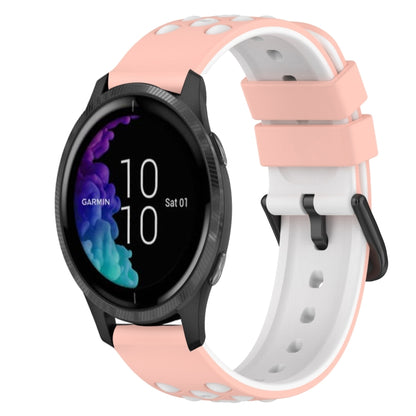 For Garmin Venu 20mm Two-Color Silicone Watch Band(White+Black) by bashfashion