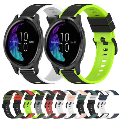 For Garmin Venu 20mm Two-Color Silicone Watch Band(White+Black) by bashfashion
