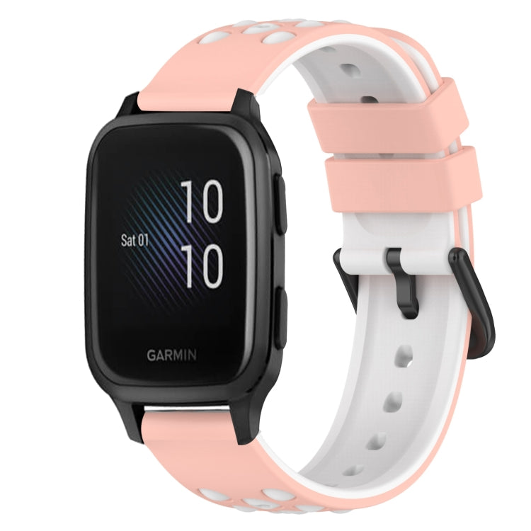 For Garmin Venu SQ 20mm Two-Color Silicone Watch Band(White+Black) by bashfashion