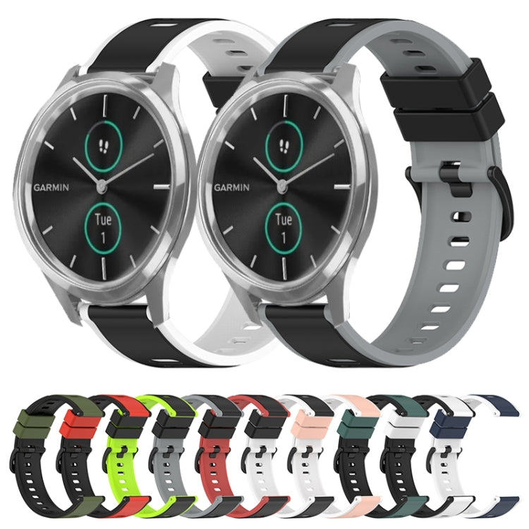 For Garmin Garminmove Luxe 20mm Two-Color Silicone Watch Band(White+Black) by bashfashion