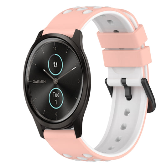 For Garmin Garminmove Style 20mm Two-Color Silicone Watch Band(White+Black) by bashfashion