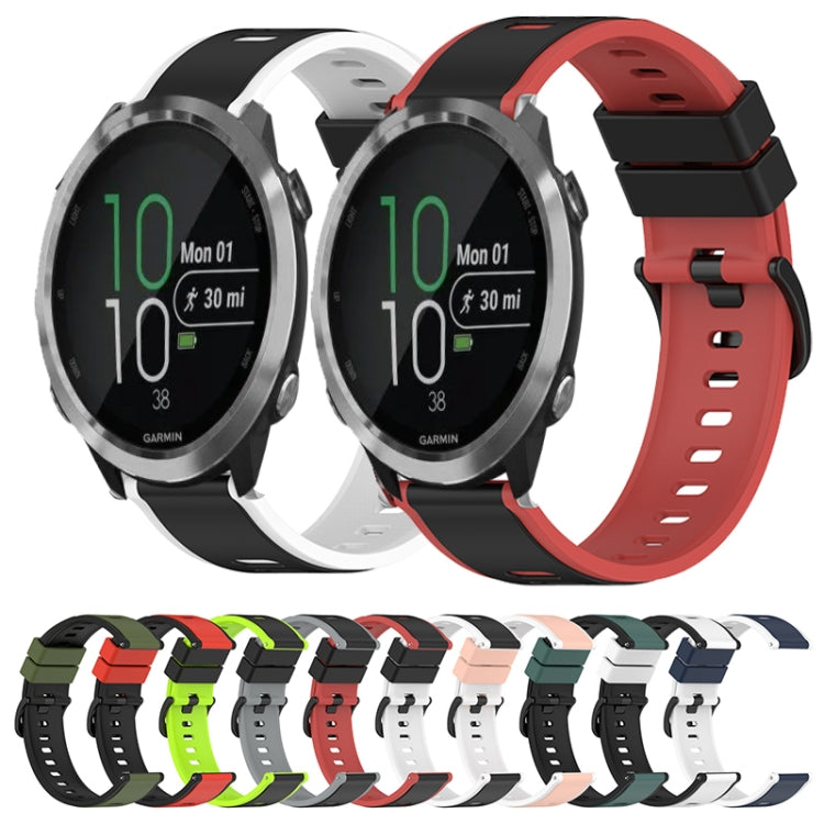 For Garmin Forerunner 645 Music 20mm Two-Color Silicone Watch Band(White+Black) by bashfashion
