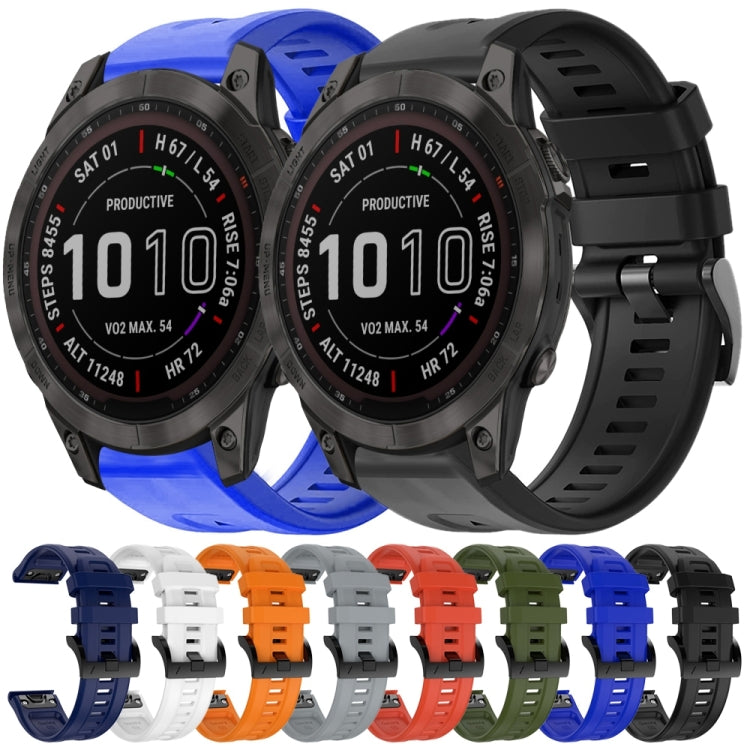 For Garmin Fenix 7 Metal Buckle Solid Color Silicone Watch Band(White) by bashfashion