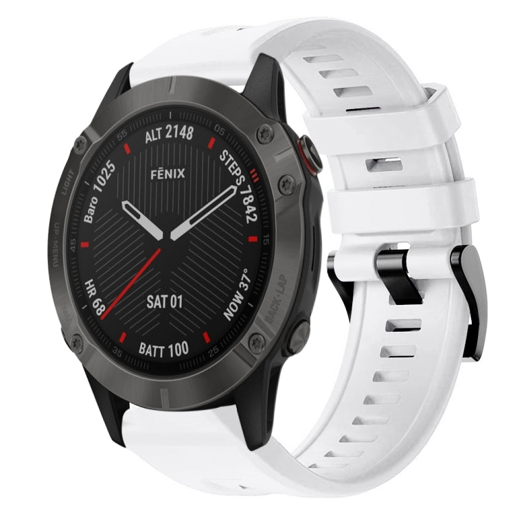For Garmin Fenix 6 Sapphire GPS Metal Buckle Solid Color Silicone Watch Band(White) by bashfashion