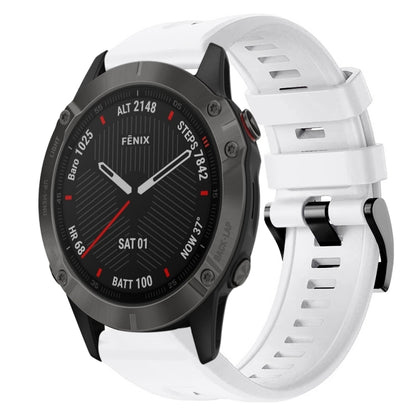 For Garmin Fenix 6 Sapphire GPS Metal Buckle Solid Color Silicone Watch Band(White) by bashfashion