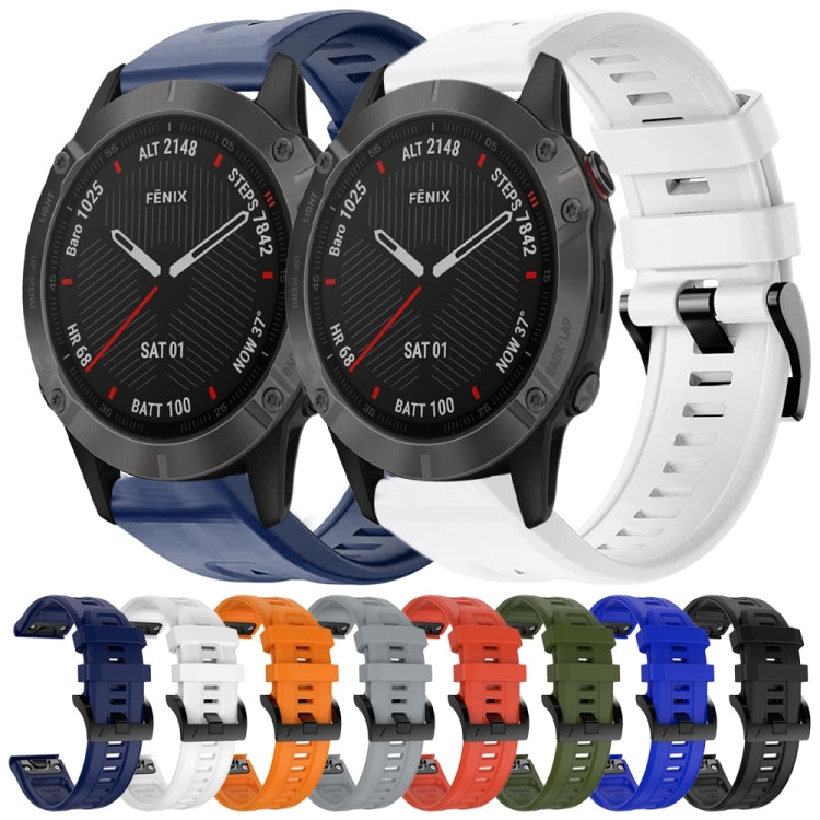 For Garmin Fenix 6 Sapphire GPS Metal Buckle Solid Color Silicone Watch Band(White) by bashfashion