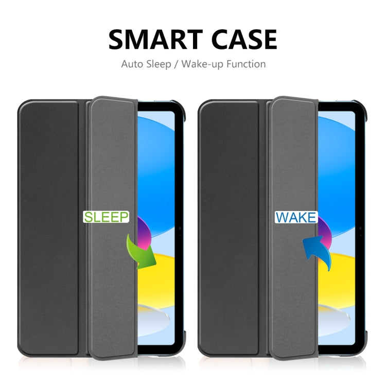 For iPad 2025 / 2022 ENKAY Tri-fold Custer Texture Leather Stand Smart Case(White) by ENKAY