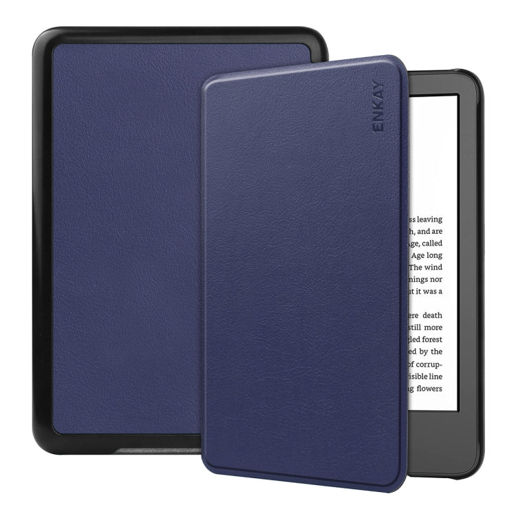 For Amazon Kindle 2022 Gen11 ENKAY Custer Texture Leather Smart Case(Dark Blue) by ENKAY