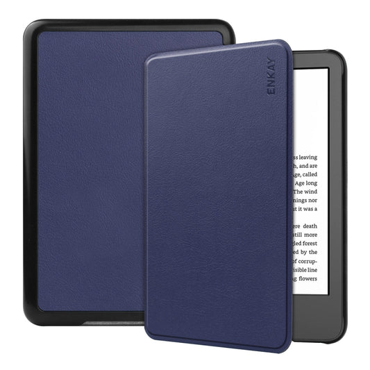 For Amazon Kindle 2022 Gen11 ENKAY Custer Texture Leather Smart Case(Dark Blue) by ENKAY