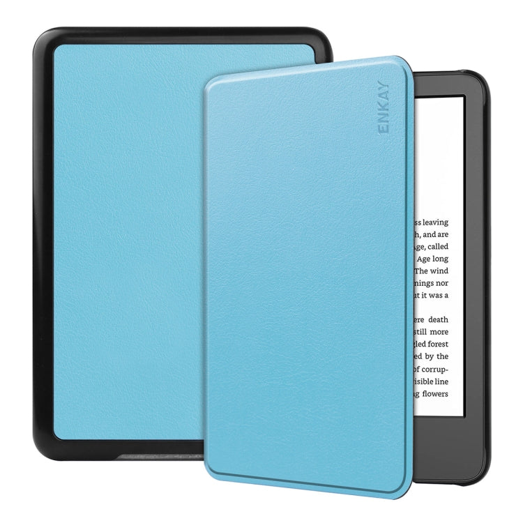 For Amazon Kindle 2022 Gen11 ENKAY Custer Texture Leather Smart Case(Light Blue) by ENKAY