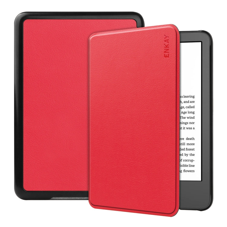 For Amazon Kindle 2022 Gen11 ENKAY Custer Texture Leather Smart Case(Red) by ENKAY