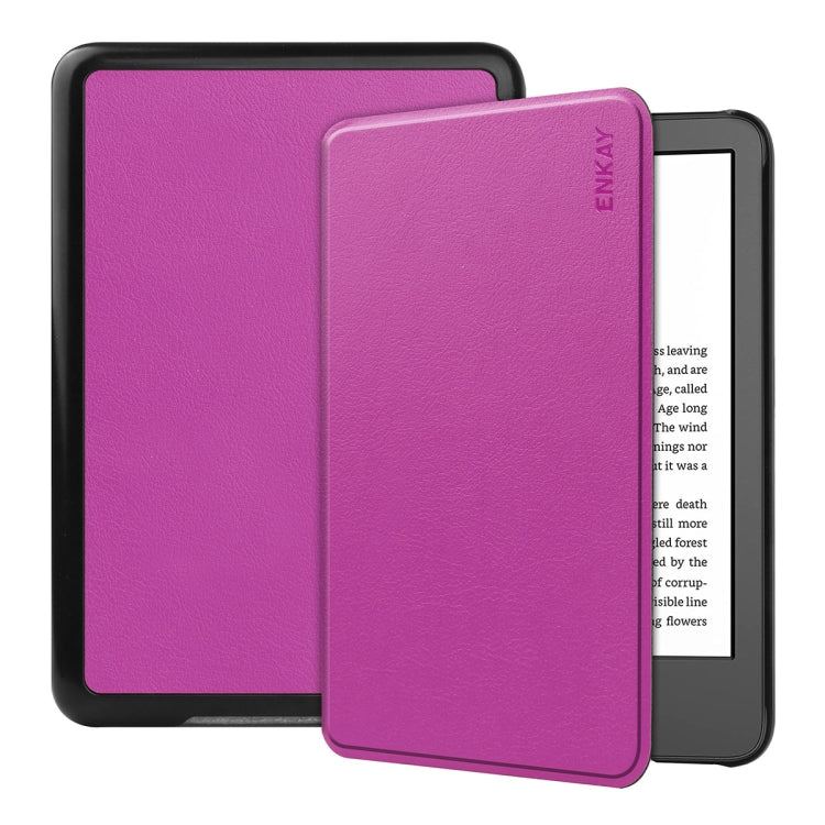 For Amazon Kindle 2022 Gen11 ENKAY Custer Texture Leather Smart Case(Purple) by ENKAY