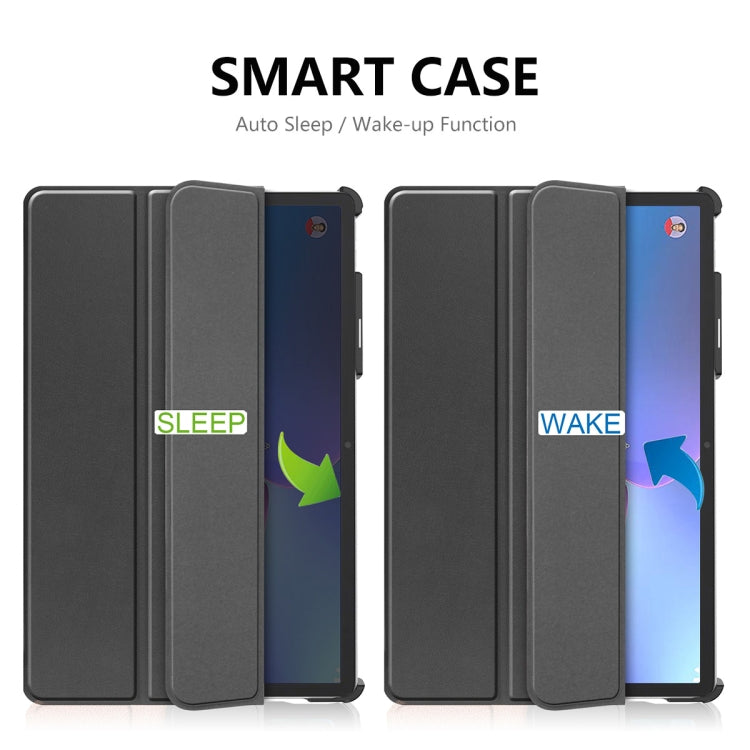 For Lenovo Tab P11 Pro Gen2 11.2 inch 2022 ENKAY Tri-fold Custer Texture Leather Stand Smart Case(Dark Blue) by ENKAY