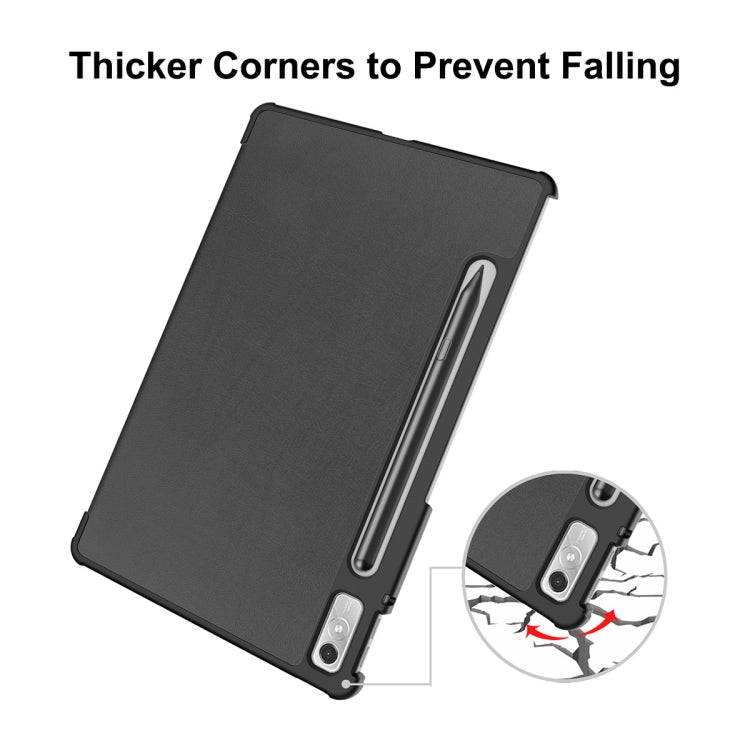 For Lenovo Tab P11 Pro Gen2 11.2 inch 2022 ENKAY Tri-fold Custer Texture Leather Stand Smart Case(Dark Blue) by ENKAY