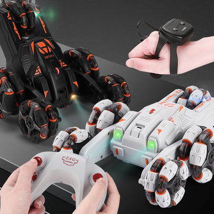 MoFun Five-wheeled Stunt Car 360-degree Swing Arm 2.4G Multifunctional RC Car, specifications:Single control(Grey) by MoFun