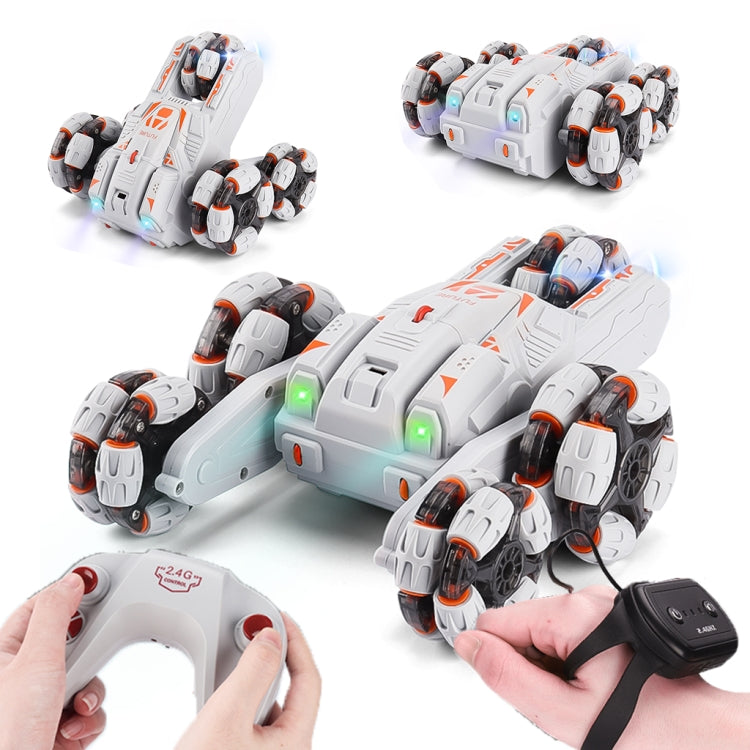 MoFun Five-wheeled Stunt Car 360-degree Swing Arm 2.4G Multifunctional RC Car, specifications:Double control(Grey) by MoFun