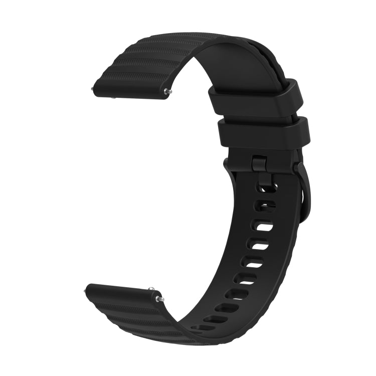 For Garmin Forerunner 255S 18mm Wavy Dotted Solid-Color Silicone Watch Band(Black) by bashfashion