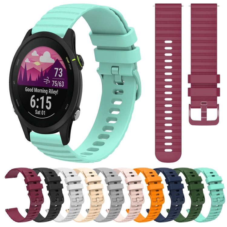 For Garmin Forerunner 255S 18mm Wavy Dotted Solid-Color Silicone Watch Band(Black) by bashfashion