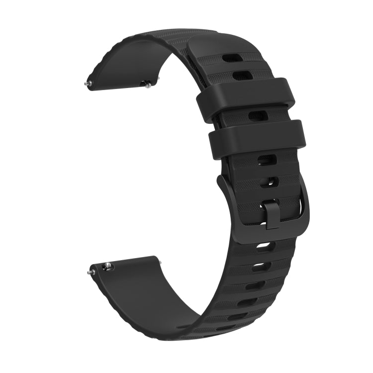 For Garmin Forerunner 255S Music 18mm Wavy Dotted Solid-Color Silicone Watch Band(Black) by bashfashion