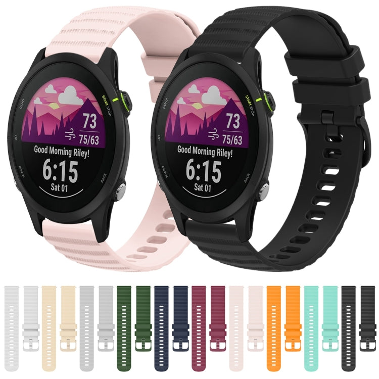 For Garmin Forerunner 255S Music 18mm Wavy Dotted Solid-Color Silicone Watch Band(Black) by bashfashion