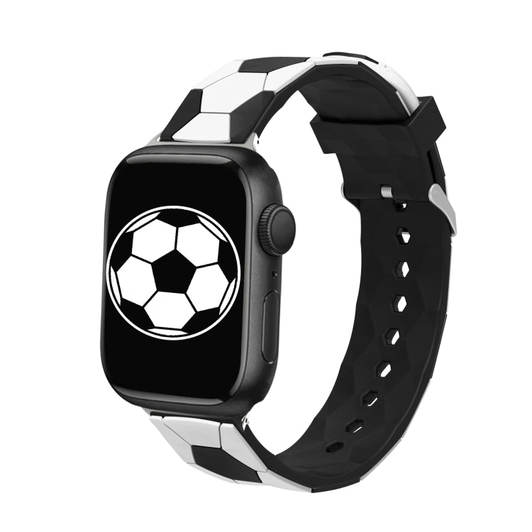 Football Style Metal Connector Silicone Watch Band For Apple Watch Ultra 49mm&Watch Ultra 2 49mm / Series 9&8&7 45mm / SE 3&SE 2&6&SE&5&4 44mm / 3&2&1 42mm(White+Black) by bashfashion