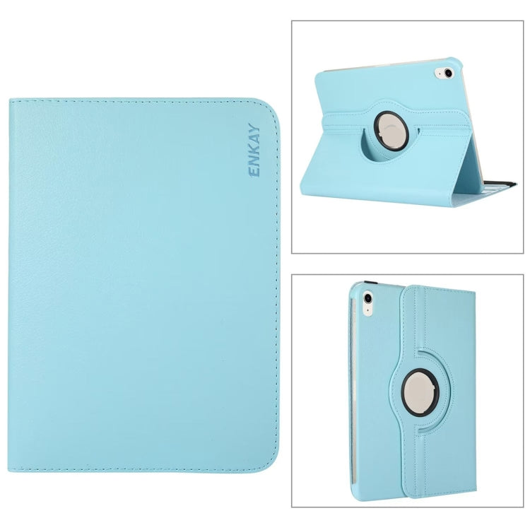 For iPad 2025 / 2022 ENKAY Hat-Prince 360 Degree Rotation Litchi Leather Smart Tablet Case(Light Blue) by ENKAY