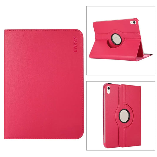 For iPad 2025 / 2022 ENKAY Hat-Prince 360 Degree Rotation Litchi Leather Smart Tablet Case(Rose) by ENKAY