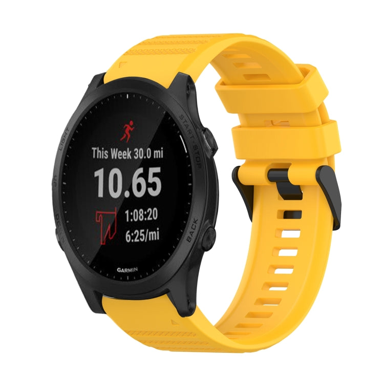 For Garmin Forerunner 945 22mm Horizontal Texture Silicone Watch Band with Removal Tool(Yellow) by bashfashion