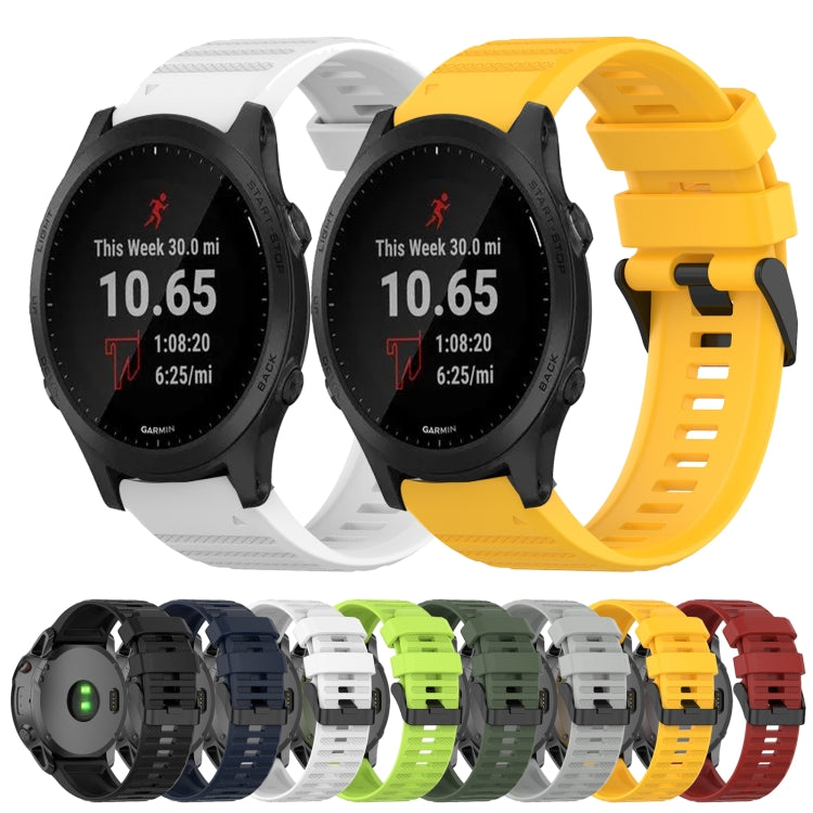For Garmin Forerunner 945 22mm Horizontal Texture Silicone Watch Band with Removal Tool(Yellow) by bashfashion