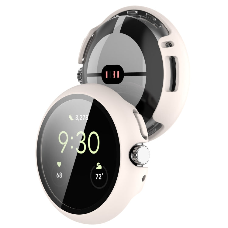 For Google Pixel Watch Tempered Glass Film PC Watch Case(White) by bashfashion