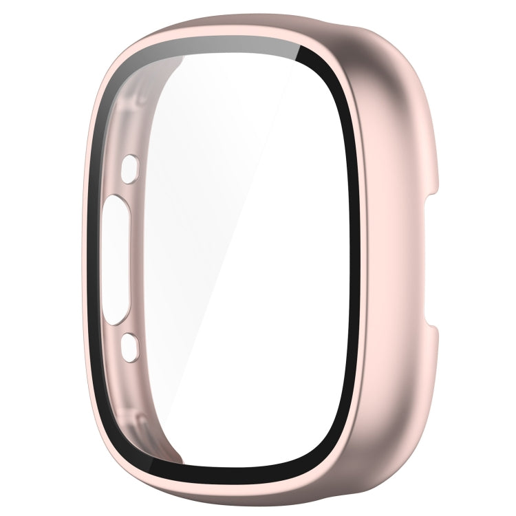 For Fitbit Versa 4 PC+ Toughened Film Integrated Protective Case(Rose Gold) by bashfashion