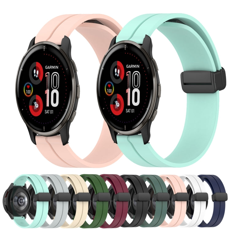 For Garmin Venu 2 Plus 20mm Solid Color Magnetic Clasp Silicone Watch Band(White) by bashfashion