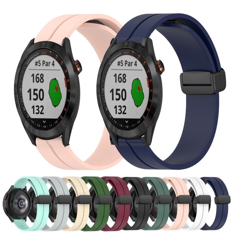 For Garmin Approach S40 20mm Solid Color Magnetic Clasp Silicone Watch Band(White) by bashfashion