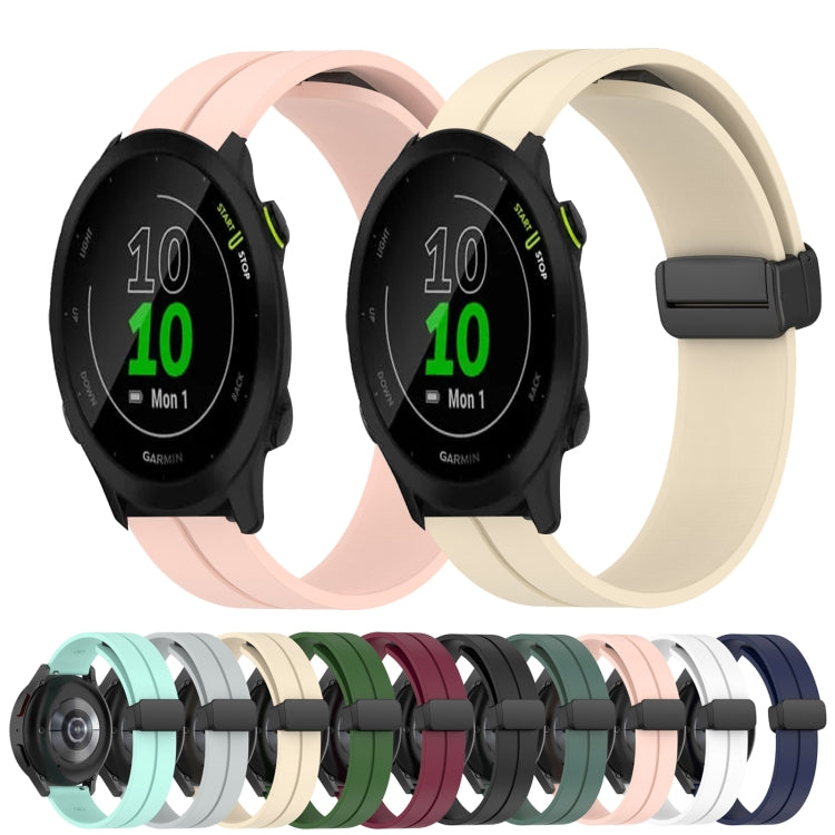 For Garmin Forerunner 158 20mm Solid Color Magnetic Clasp Silicone Watch Band(White) by bashfashion