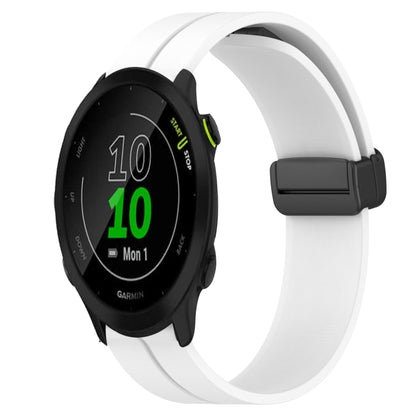 For Garmin Forerunner 55 20mm Solid Color Magnetic Clasp Silicone Watch Band(White) by bashfashion