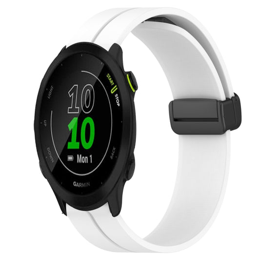 For Garmin Forerunner 55 20mm Solid Color Magnetic Clasp Silicone Watch Band(White) by bashfashion