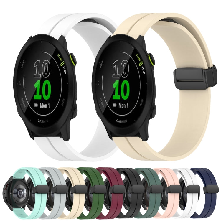 For Garmin Forerunner 55 20mm Solid Color Magnetic Clasp Silicone Watch Band(White) by bashfashion
