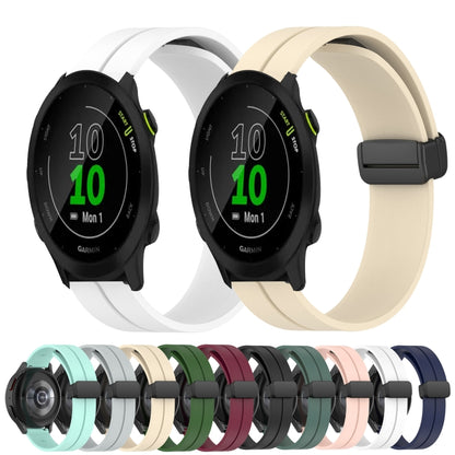 For Garmin Forerunner 55 20mm Solid Color Magnetic Clasp Silicone Watch Band(White) by bashfashion
