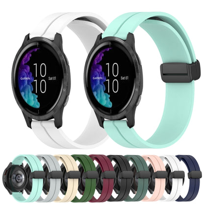 For Garmin Venu 20mm Solid Color Magnetic Clasp Silicone Watch Band(White) by bashfashion