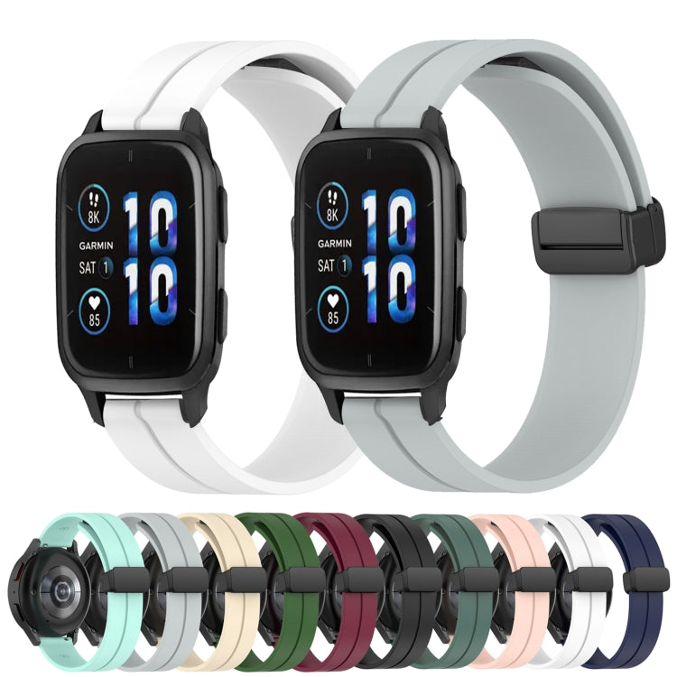 For Garmin Venu SQ 20mm Solid Color Magnetic Clasp Silicone Watch Band(White) by bashfashion