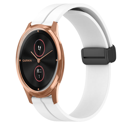 For Garminmove Luxe 20mm Solid Color Magnetic Clasp Silicone Watch Band(White) by bashfashion