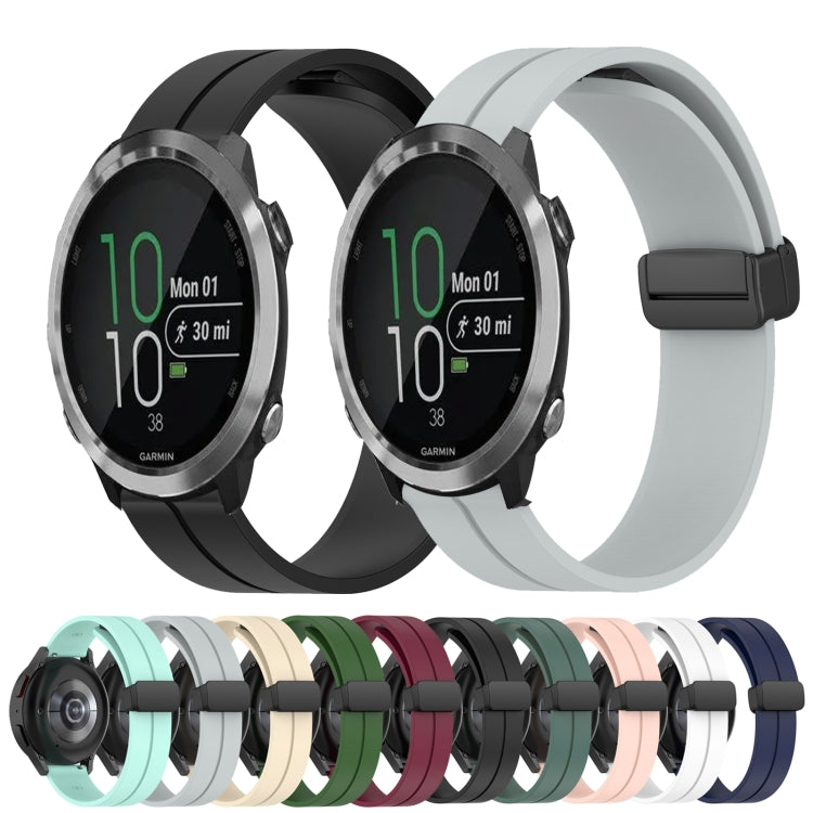 For Garmin Forerunner 645 Music 20mm Solid Color Magnetic Clasp Silicone Watch Band(White) by bashfashion