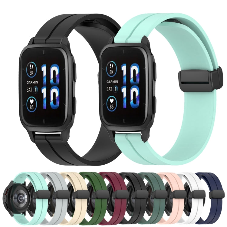 For Garmin Venu Sq 2 20mm Solid Color Magnetic Clasp Silicone Watch Band(White) by bashfashion