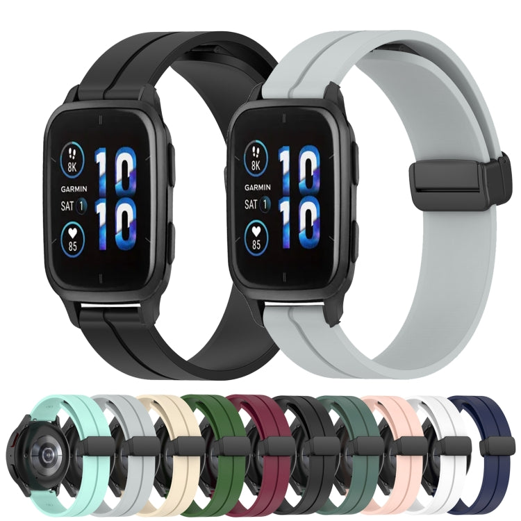 For Garmin Venu Sq 2 Music 20mm Solid Color Magnetic Clasp Silicone Watch Band(White) by bashfashion