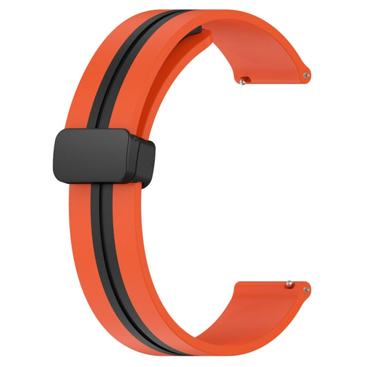 For Samsung Galaxy Watch3 45mm 22mm Folding Magnetic Clasp Silicone Watch Band(Orange+Black) by bashfashion