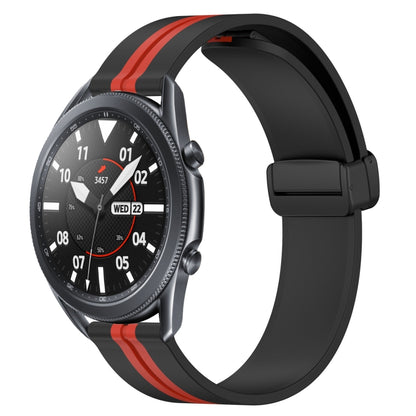 For Samsung Galaxy Watch3 45mm 22mm Folding Magnetic Clasp Silicone Watch Band(Black+Red) by bashfashion