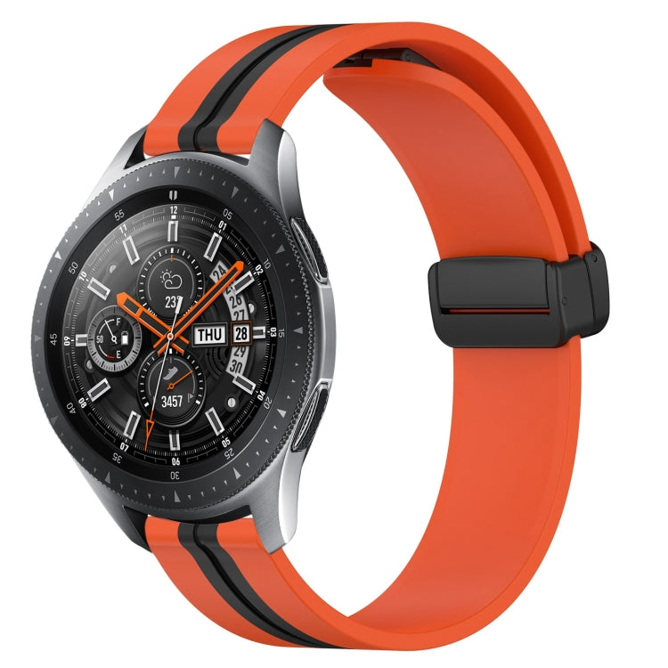 For Samsung Galaxy Watch 46mm 22mm Folding Magnetic Clasp Silicone Watch Band(Orange+Black) by bashfashion