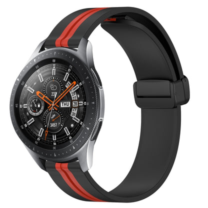 For Samsung Galaxy Watch 46mm 22mm Folding Magnetic Clasp Silicone Watch Band(Black+Red) by bashfashion