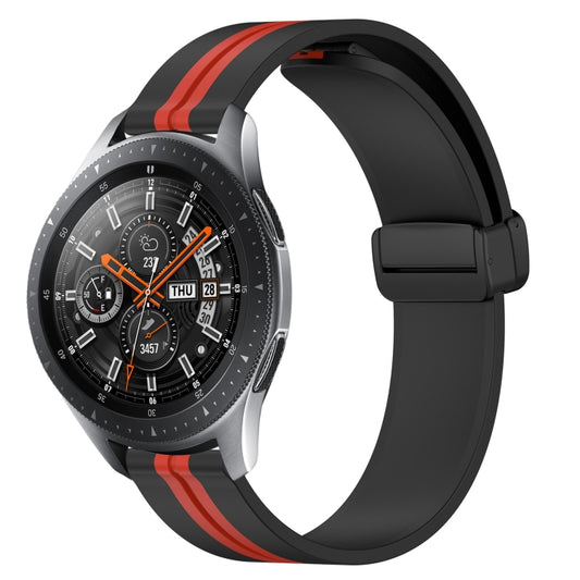For Samsung Galaxy Watch 46mm 22mm Folding Magnetic Clasp Silicone Watch Band(Black+Red) by bashfashion